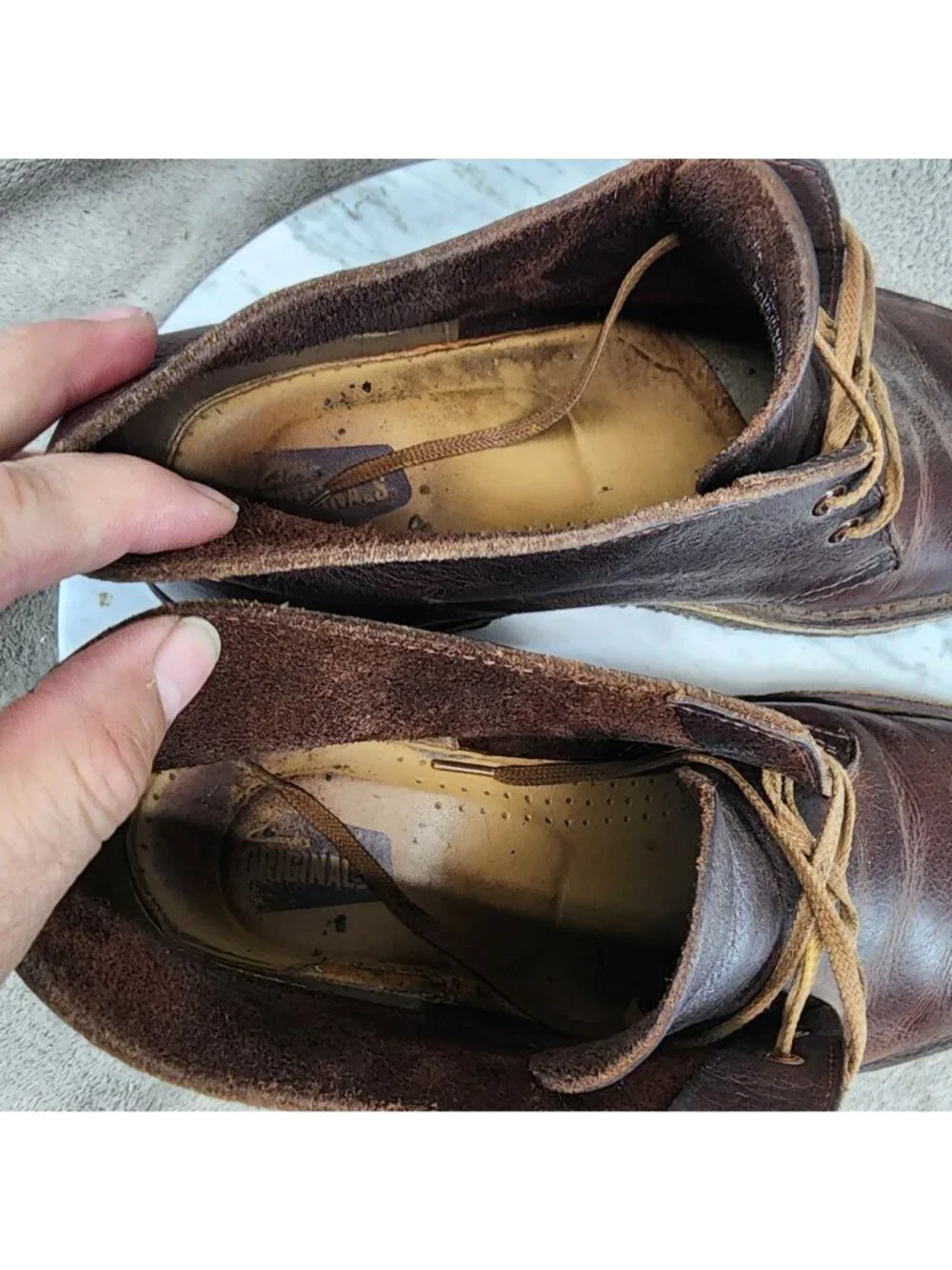 Clarks Shoes Mens Size 9 Brown Leather Originals Crepe Sole Chukka Boots *Read*